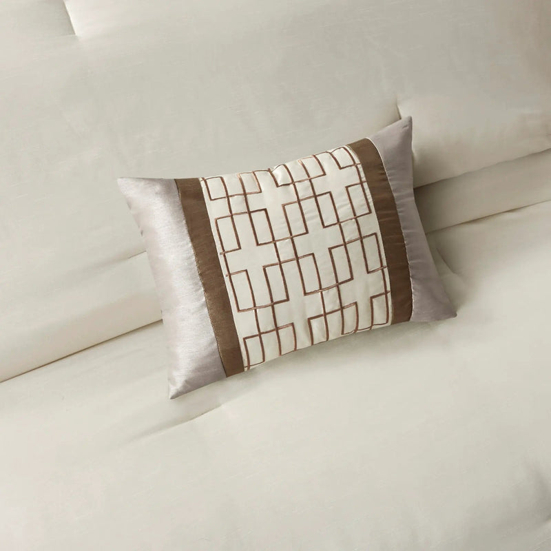 7 Piece Comforter Set Taupe/Brown Queen by HouseOfZazla