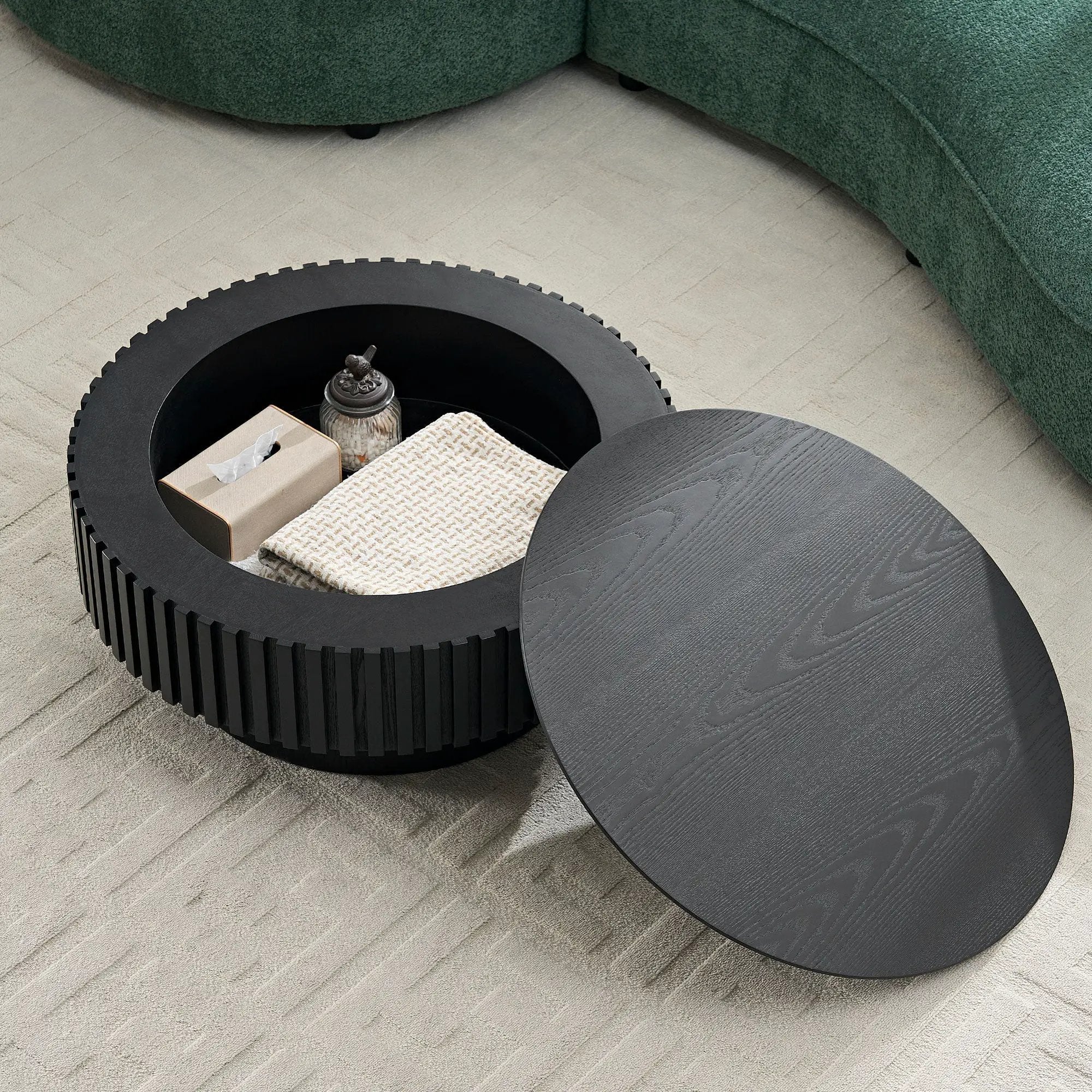 31.49'' Nesting Round Wood Coffee Table with Storage by HouseOfZazla