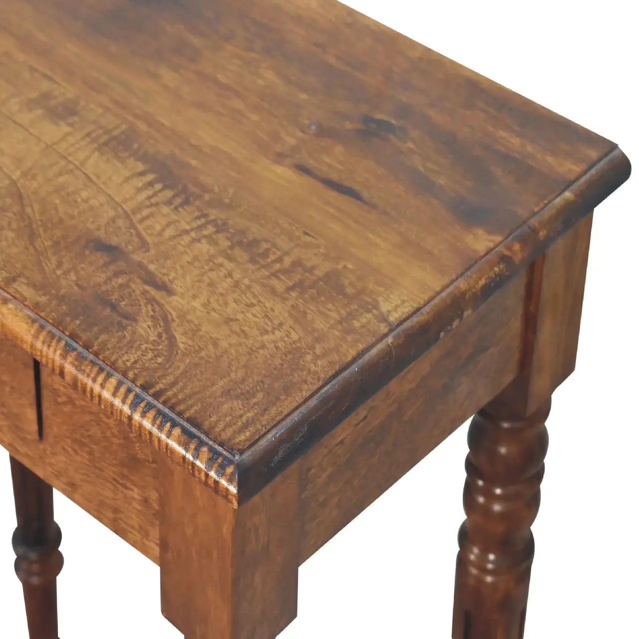 Artisan Furniture Solid Wood Chestnut Turned Leg Writing Desk, 1-Drawer by HouseOfZazla
