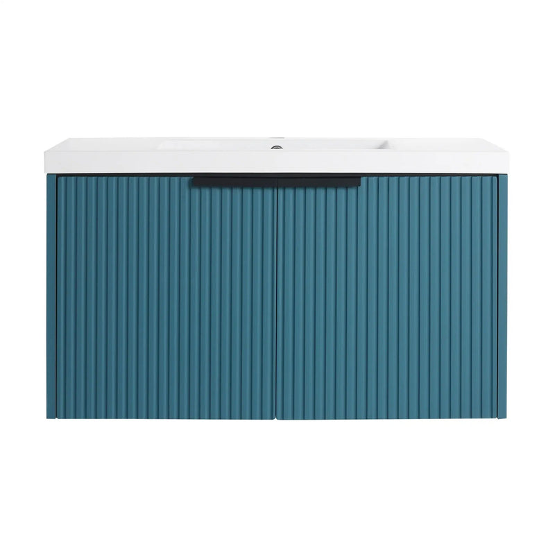 Contemporary Wall Mounted Bathroom Vanity With Resin Double Sink by HouseOfZazla