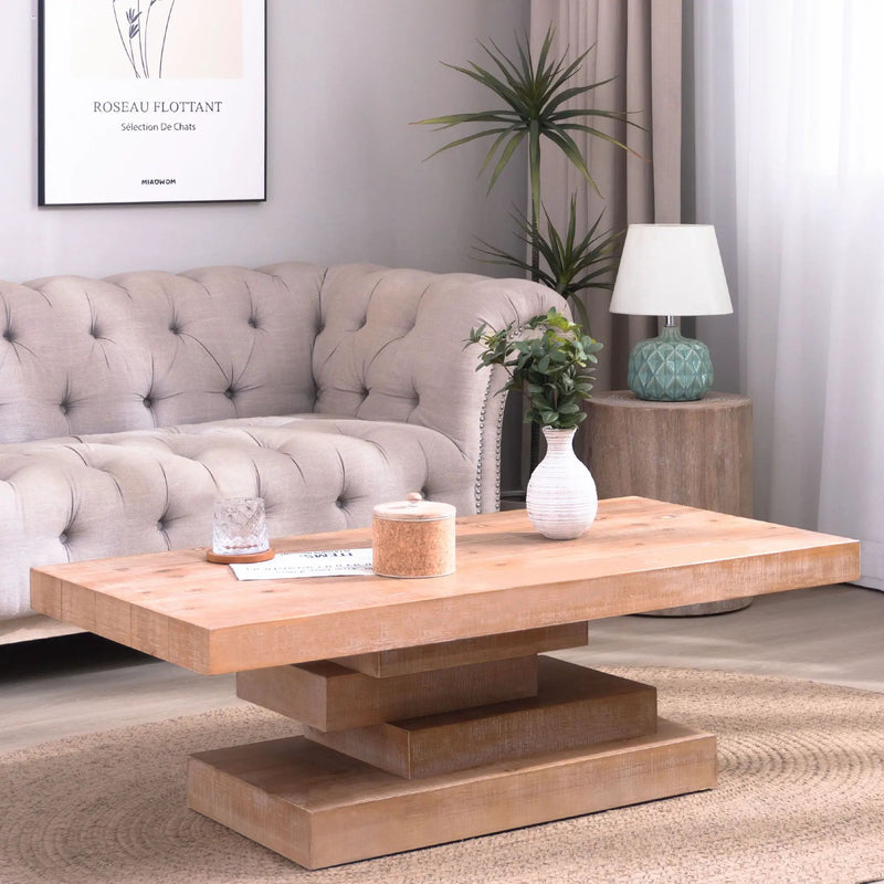 Modern Rustic Coffee Table, Rectangular Center Table For Living Room - Natural Wood Wash / Rustic by Unique Piece Furniture
