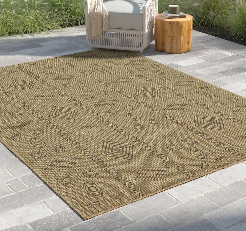 Earth - 7'10" X 10'3" Indoor, Outdoor Area Rug - Natural, Mocha by Unique Piece Furniture