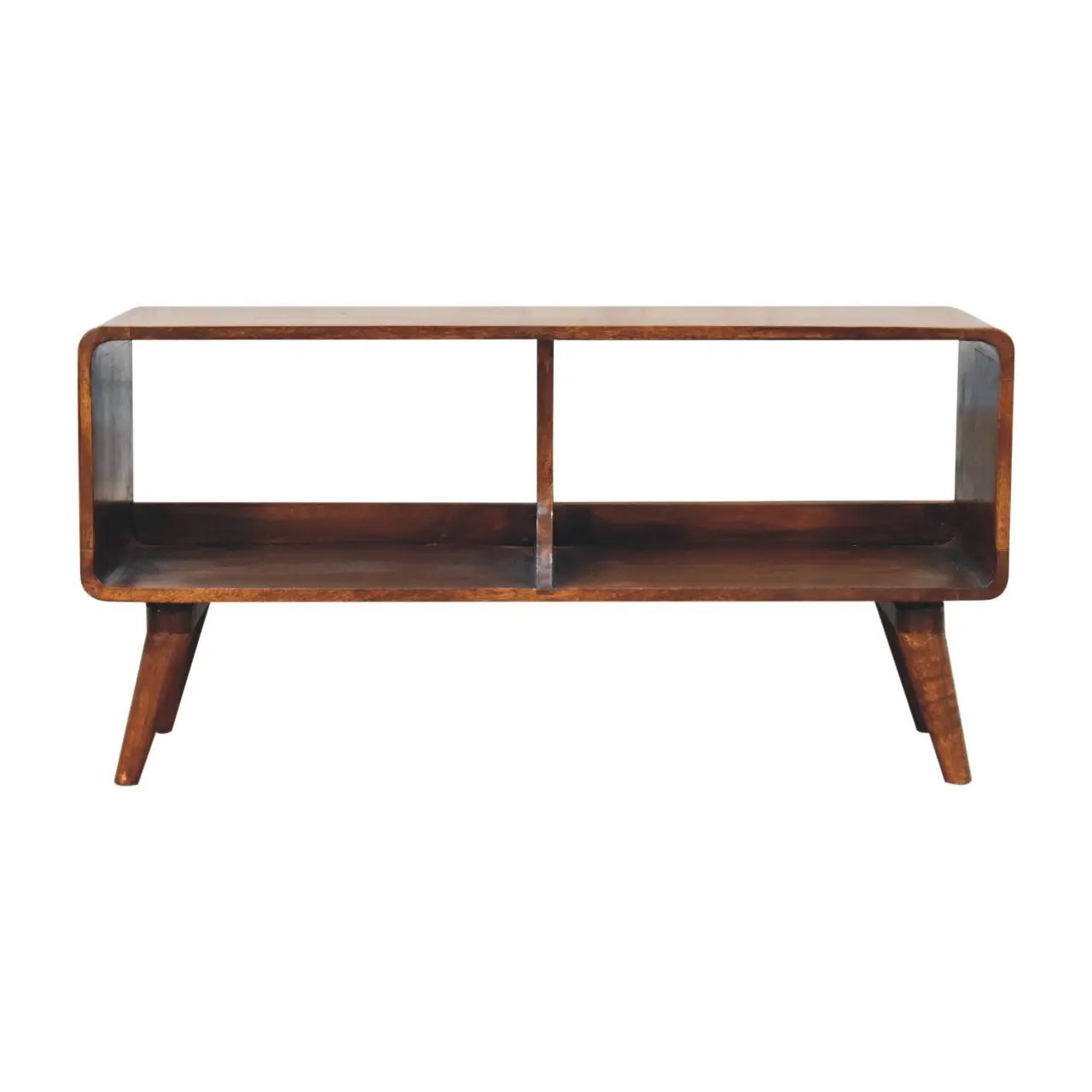 Solid Wood Curved Chestnut Media Unit by HouseOfZazla