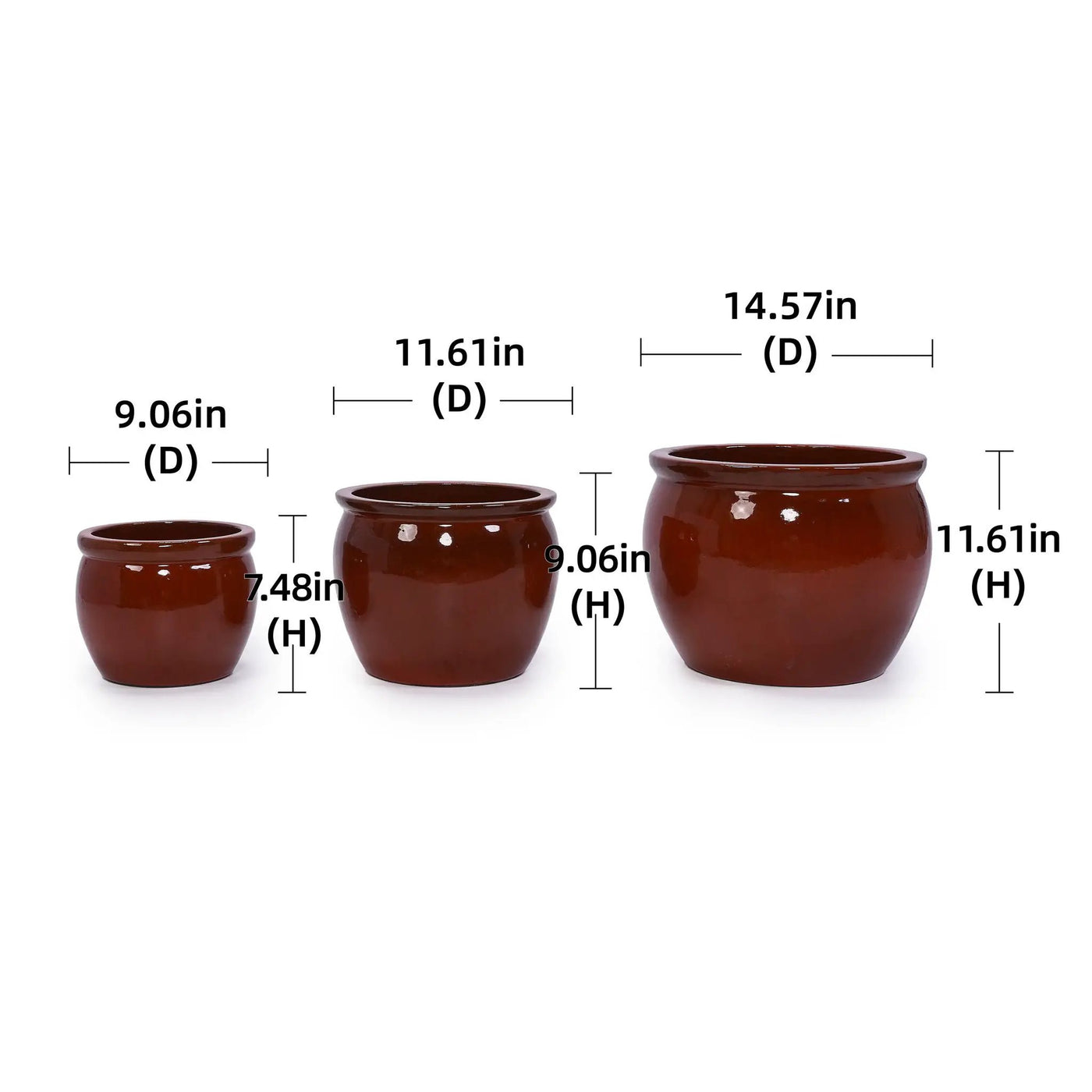 3 Pieces Ceramic Flowerpot Planter for Patio, Garden or Windowsills by HouseOfZazla