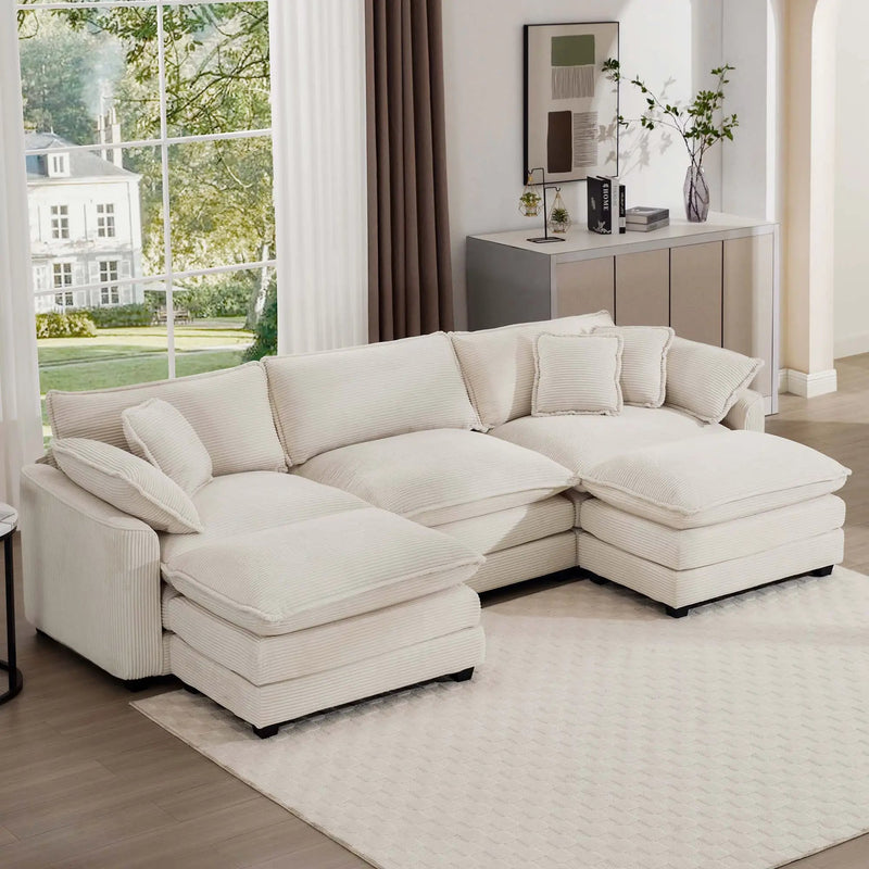 Modern Oversized Modular Cushion Sofa With Ottoman, Low Back, Deep Seating Sofa Set by Unique Piece Furniture