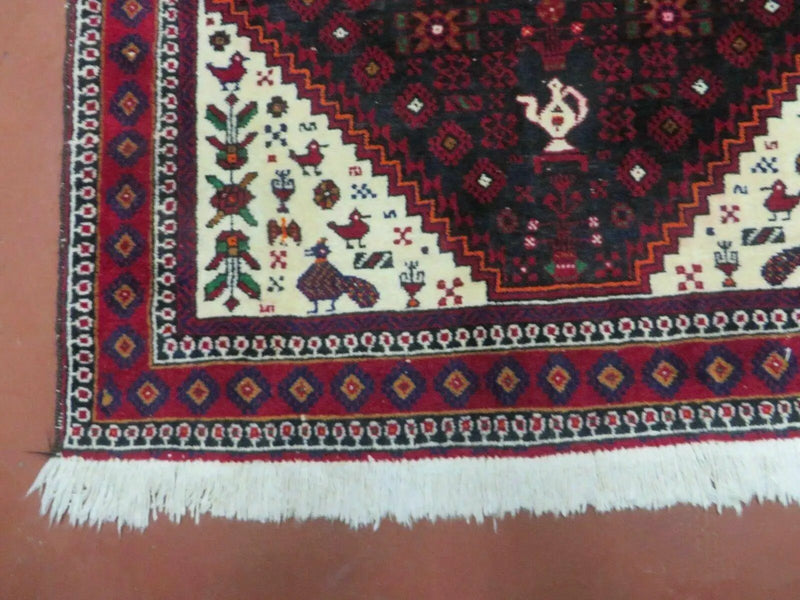 4' X 7' Vintage Handmade Indian Jaipur Rug Bird Carpet by Jewel Rugs