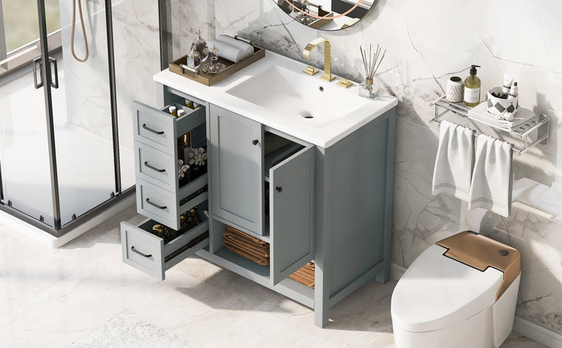 36" Bathroom Vanity with Sink Top and Storage Cabinet by HouseOfZazla