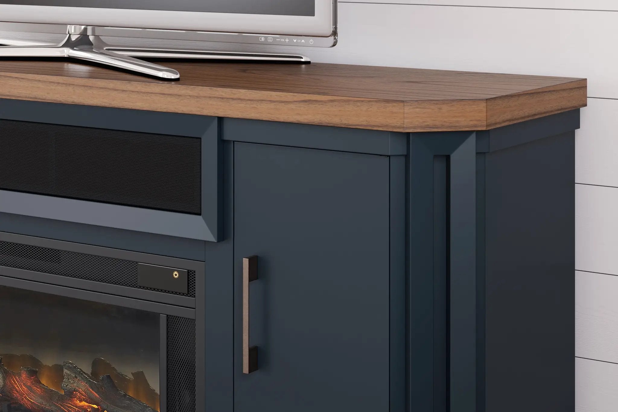 Landocken - 83" TV Stand With Electric Fireplace - Two-tone by Unique Piece Furniture