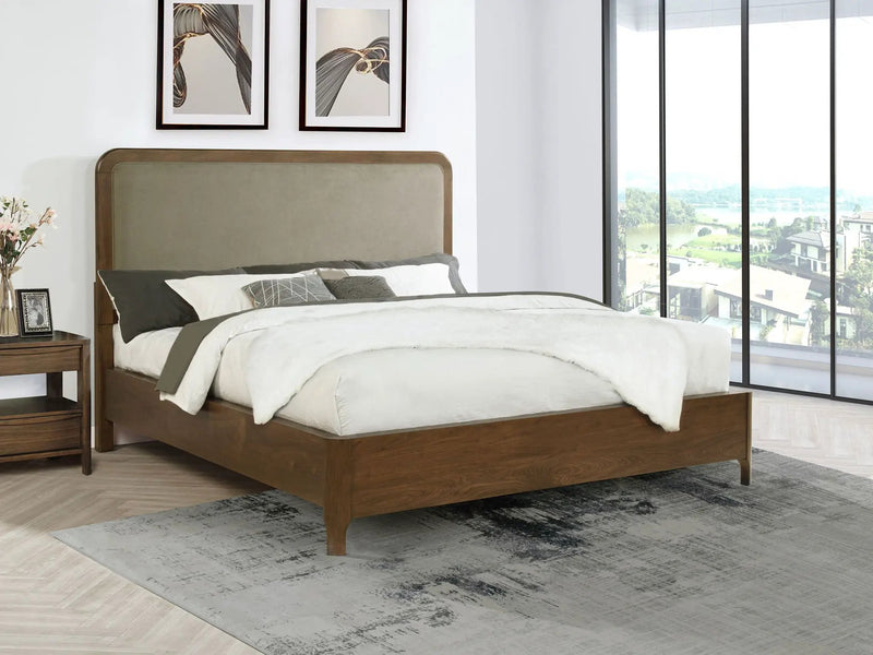Maderia 57-inch Upholstered California King Panel Bed Walnut by Unique Piece Furniture