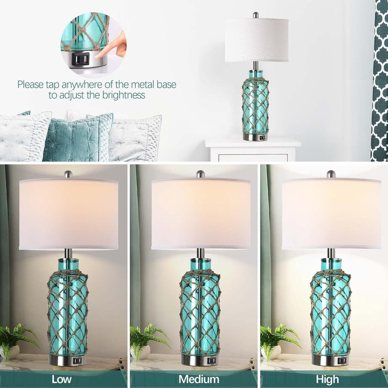Cottage Nautical Accent Table Lamp Set of 2 by HouseOfZazla