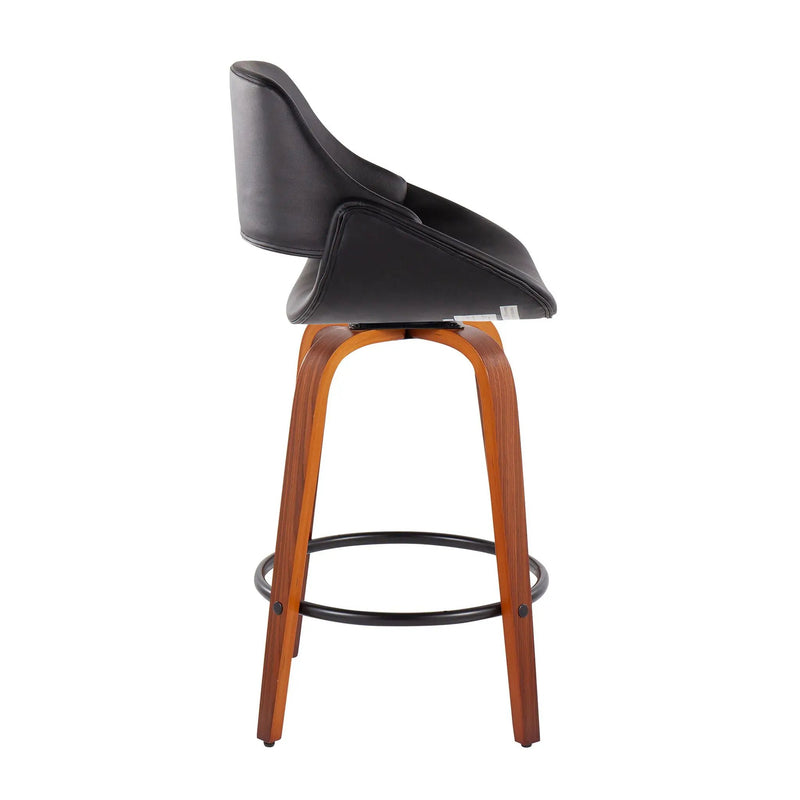 Fabrico - Mid Century Modern Fixed Height Counter Stool And Round Footrest (Set of 2) by HouseOfZazla