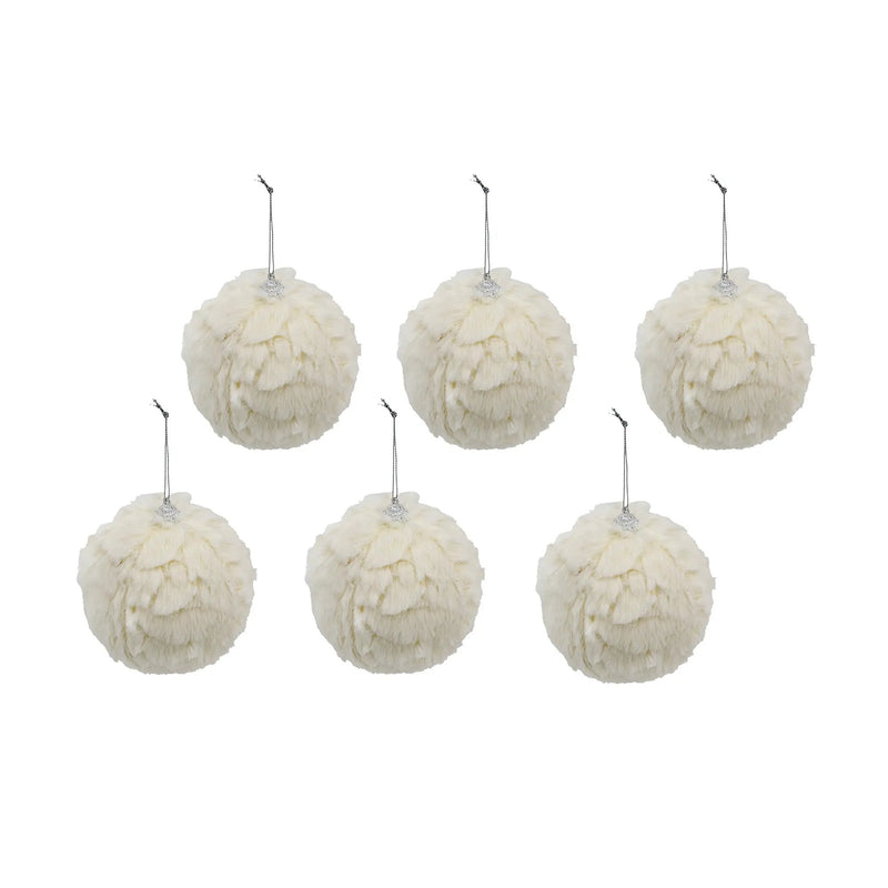 4" Cream Shabby Chic Ruffled Ornament Ball by HouseOfZazla