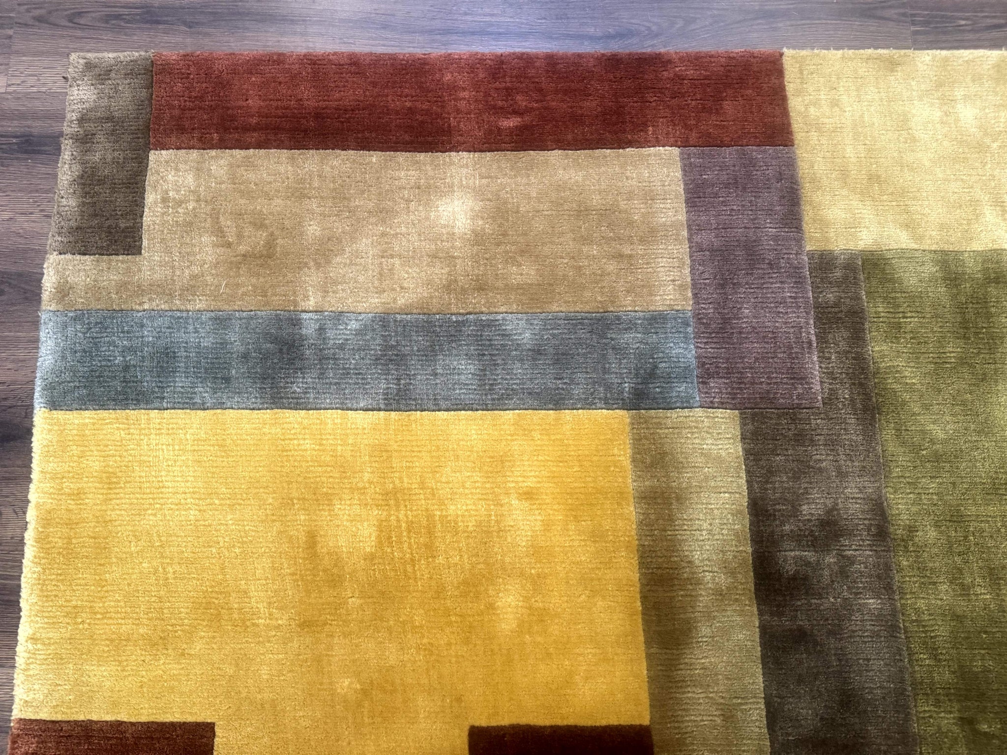 Modern Tibetan Wool Rug 8x10, Multicolor, Thick Pile, Contemporary, Nepali, Handmade by Jewel Rugs