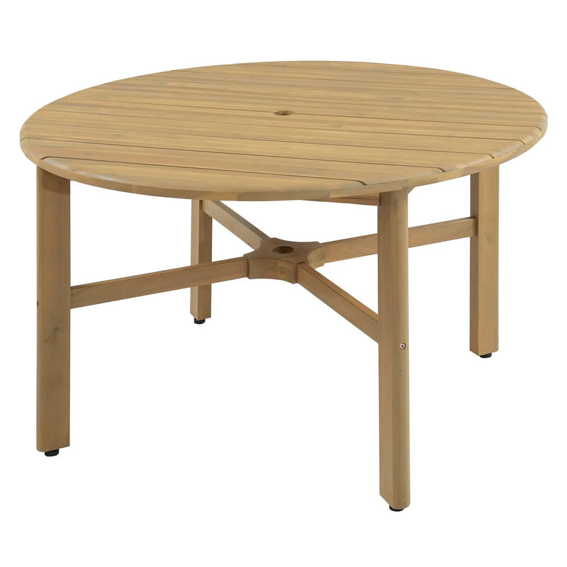 5 Piece Round Patio Table & Cushioned Armrest Chairs, Outdoor Dining Set With Umbrella Hole by HouseOfZazla