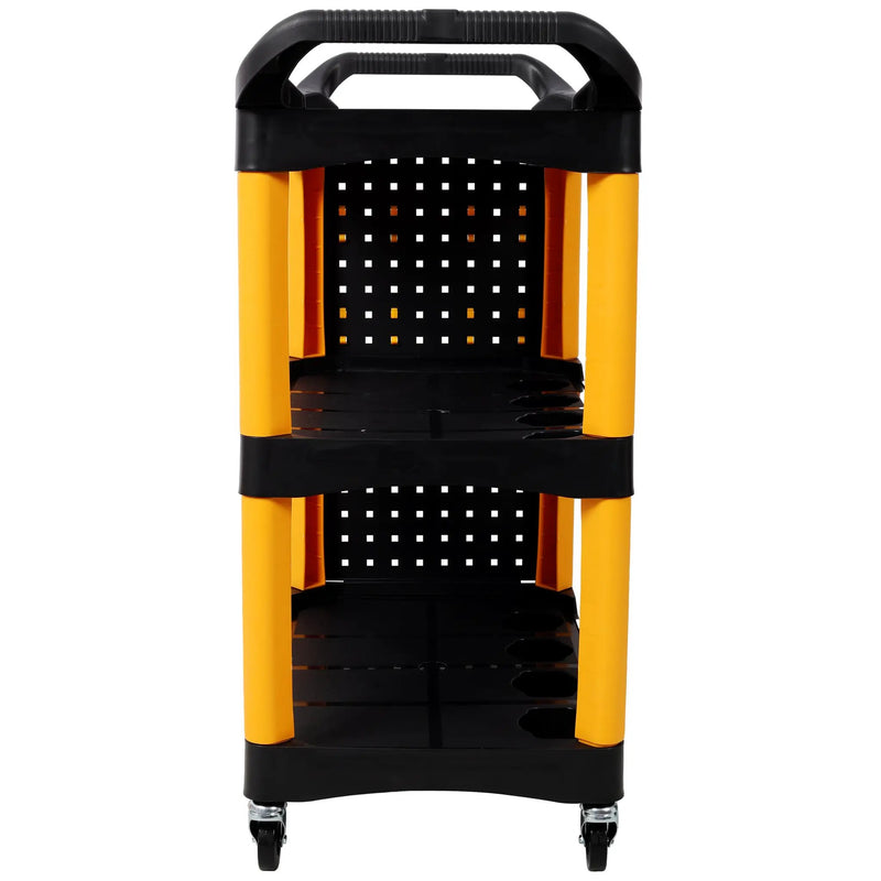 3 Tier Rolling Auto Detail Cart With Wheels - Yellow & Black by HouseOfZazla