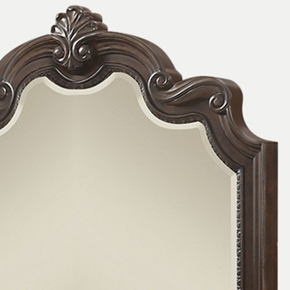 Mahogany Ornate Mirror with Beveled Glass - Mahogany, photo 5 of 5