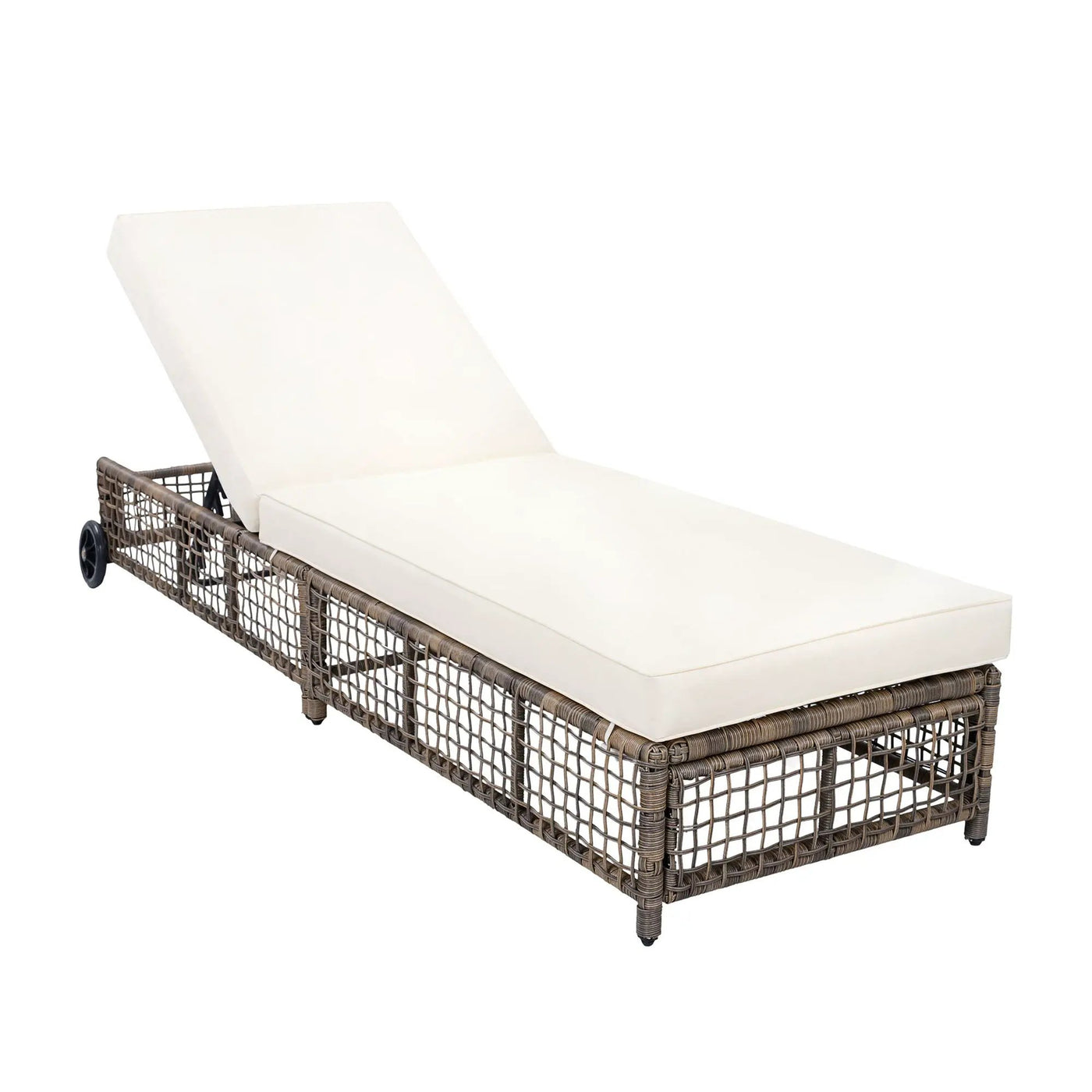 Outdoor Lounge Chair With 5 Position Backrest With Cushion And Wheels by HouseOfZazla