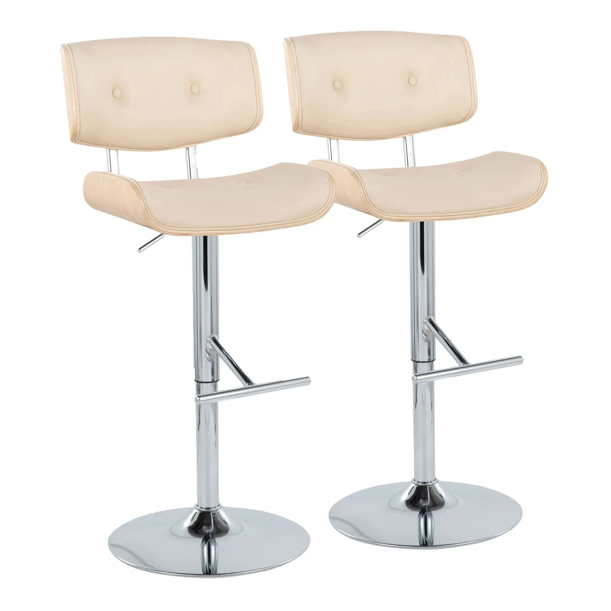 Lombardi - Contemporary Adjustable Barstool With Swivel With Straight T Footrest (Set of 2) by Unique Piece Furniture
