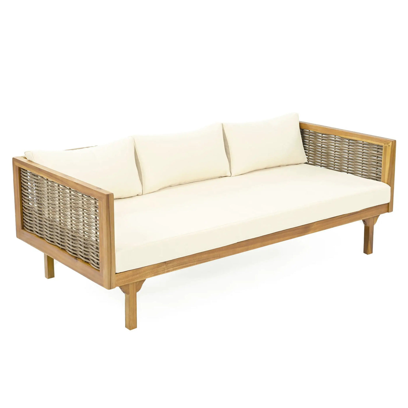 Claremont 3 Seater Daybed Teak Acacia Wood Water Resistant Cushions by HouseOfZazla