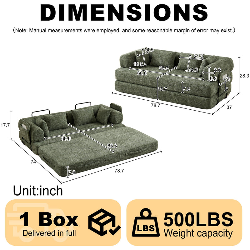 Convertible Sleeper Sofa Bed With Cylindrical Pillow by HouseOfZazla