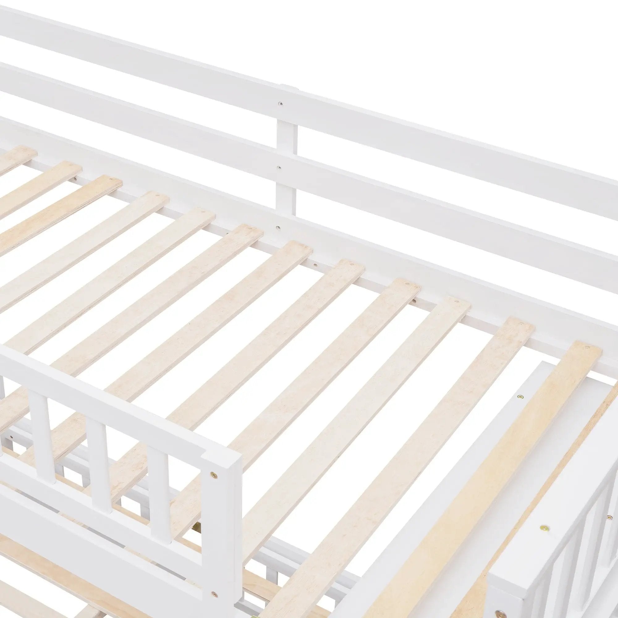 Bunk Bed With 6 Drawers And Flexible Shelves, Bottom Bed With Wheels