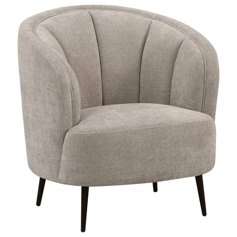 Ellorie Upholstered Channel Back Curved Chair Beige by Unique Piece Furniture