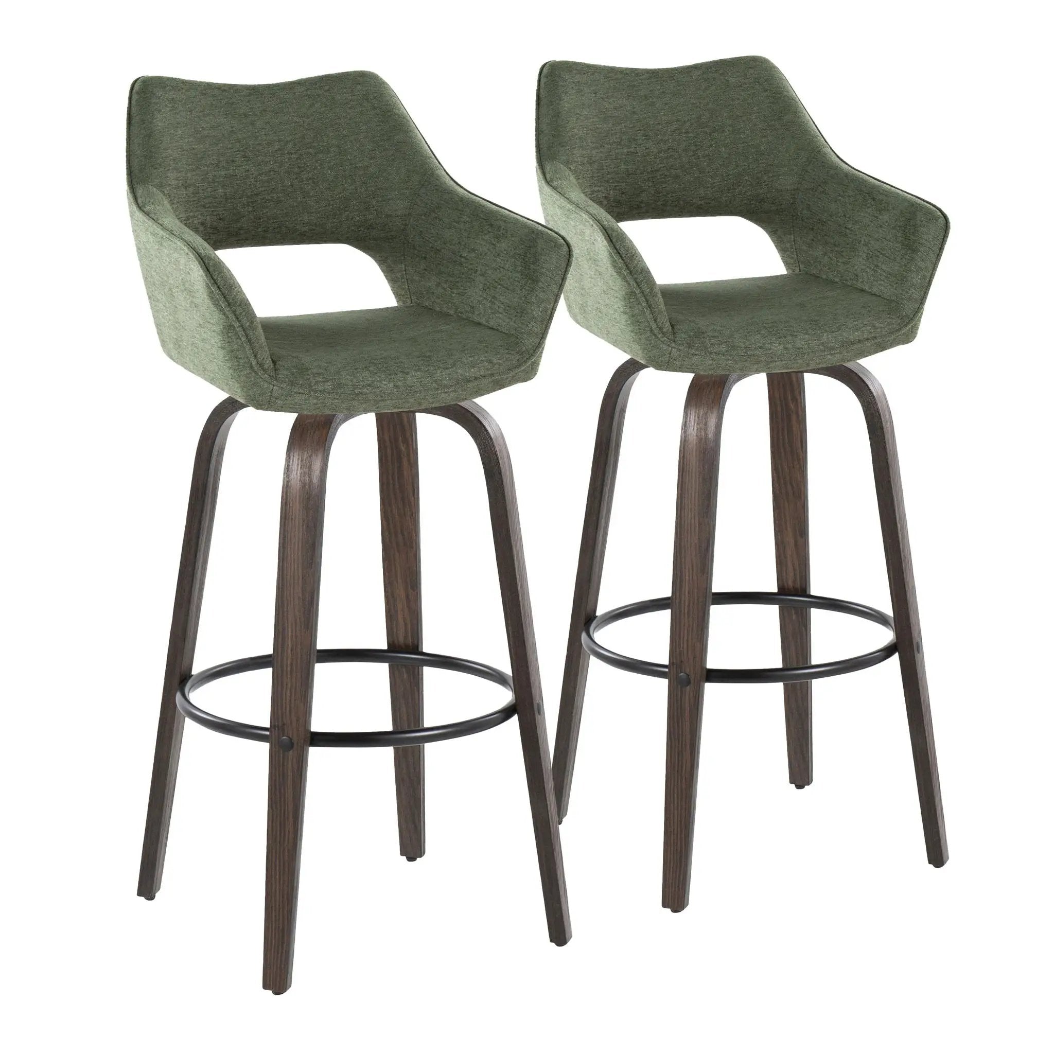 Mustang - Contemporary Fixed Height Barstool With Swivel With Round Footrest (Set of 2) by HouseOfZazla
