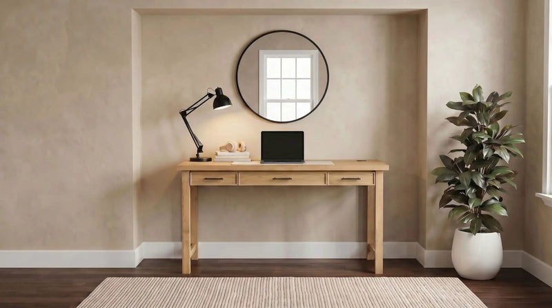 Vermes 55-inch 3-drawer Writing Desk with Power Outlet Light Ash by Unique Piece Furniture