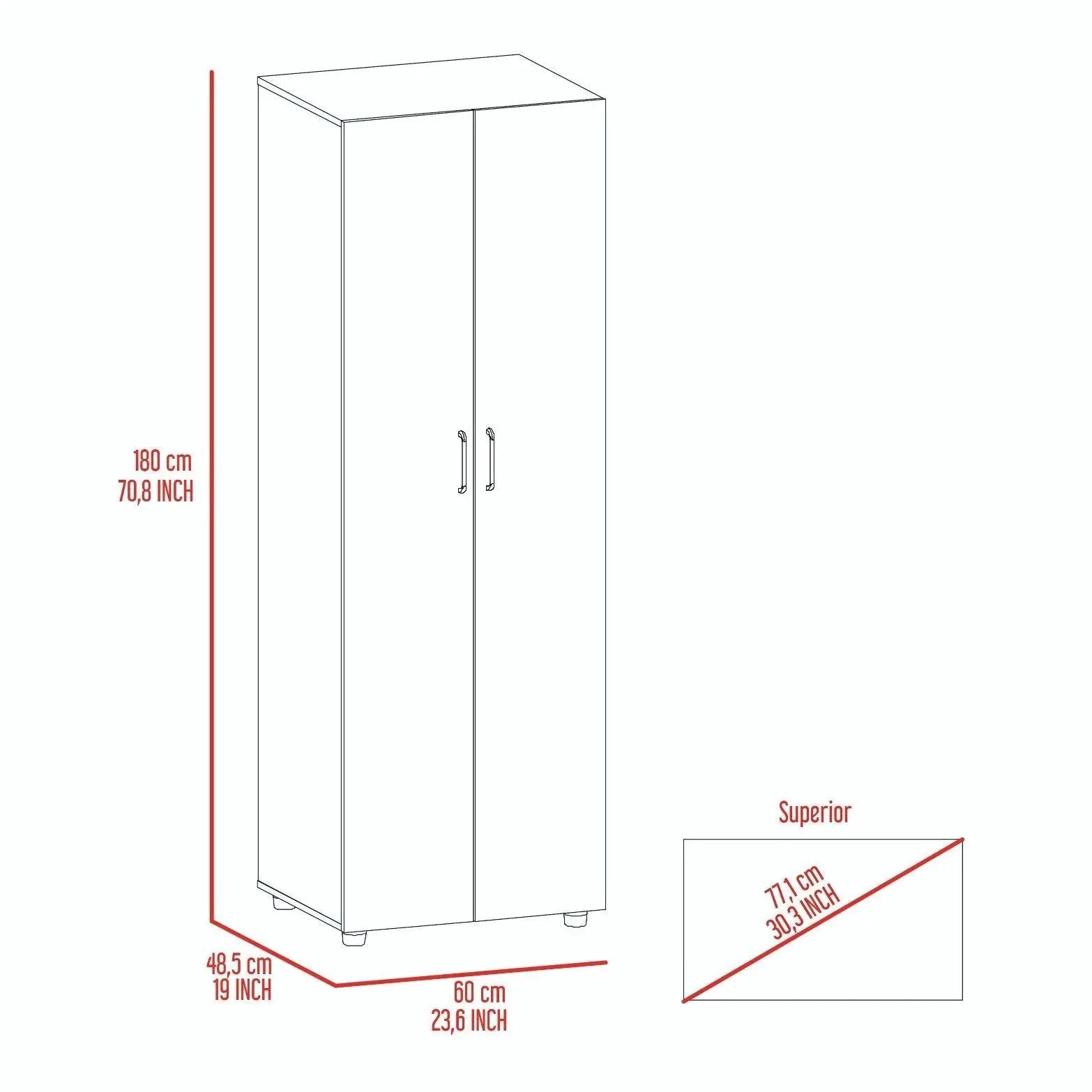 Armoire Organiser, Two Shelves, Rod, Double Door Cabinet Armoire by HouseOfZazla