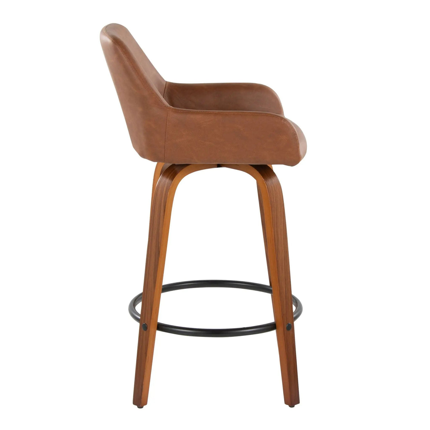 Daniella - Contemporary Fixed Height Counter Stool With Swivel With Round Footrest (Set of 2) by HouseOfZazla