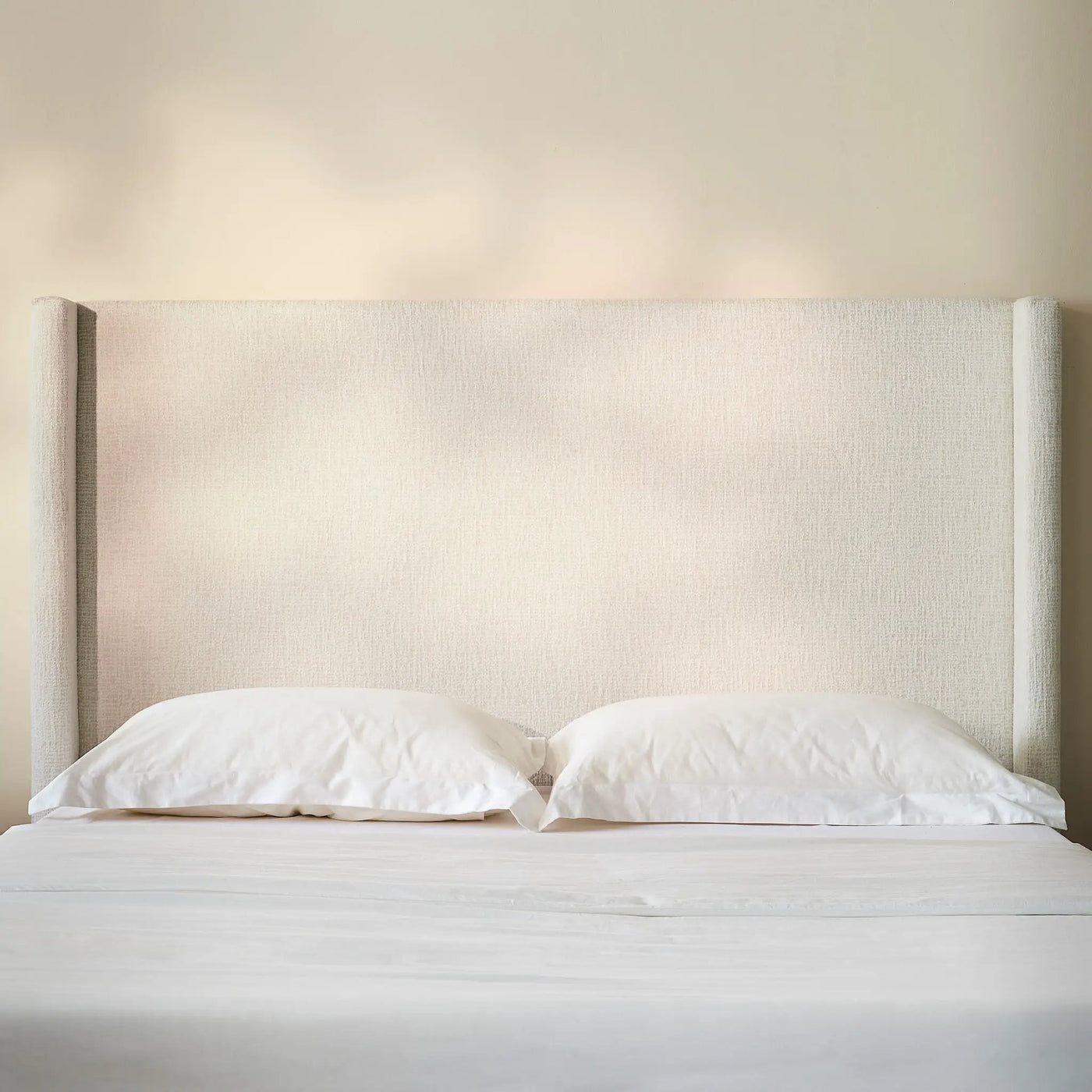 Hosford - Minimalist Upholstered Wingback Bed With Wood Base Platform by HouseOfZazla