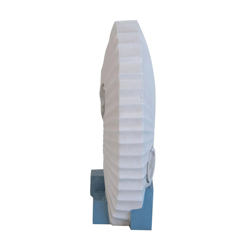Abstract Water Fountain With Base With Light, For Indoor And Outdoor - White / Blue by HouseOfZazla