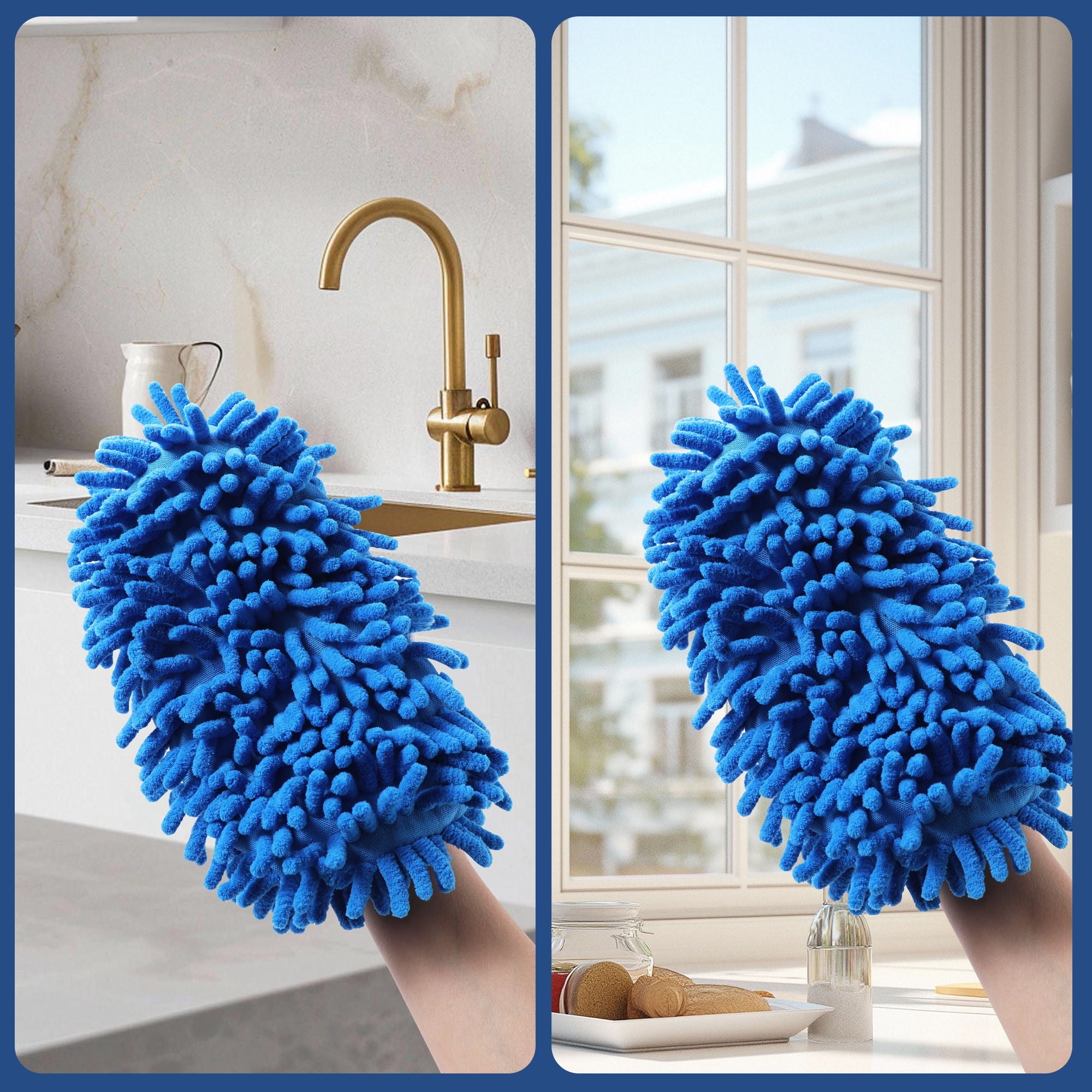 Microfiber Mop Slippers For Floor Cleaning, Machine Washable, 3 Pieces - Blue / Green / Red by HouseOfZazla
