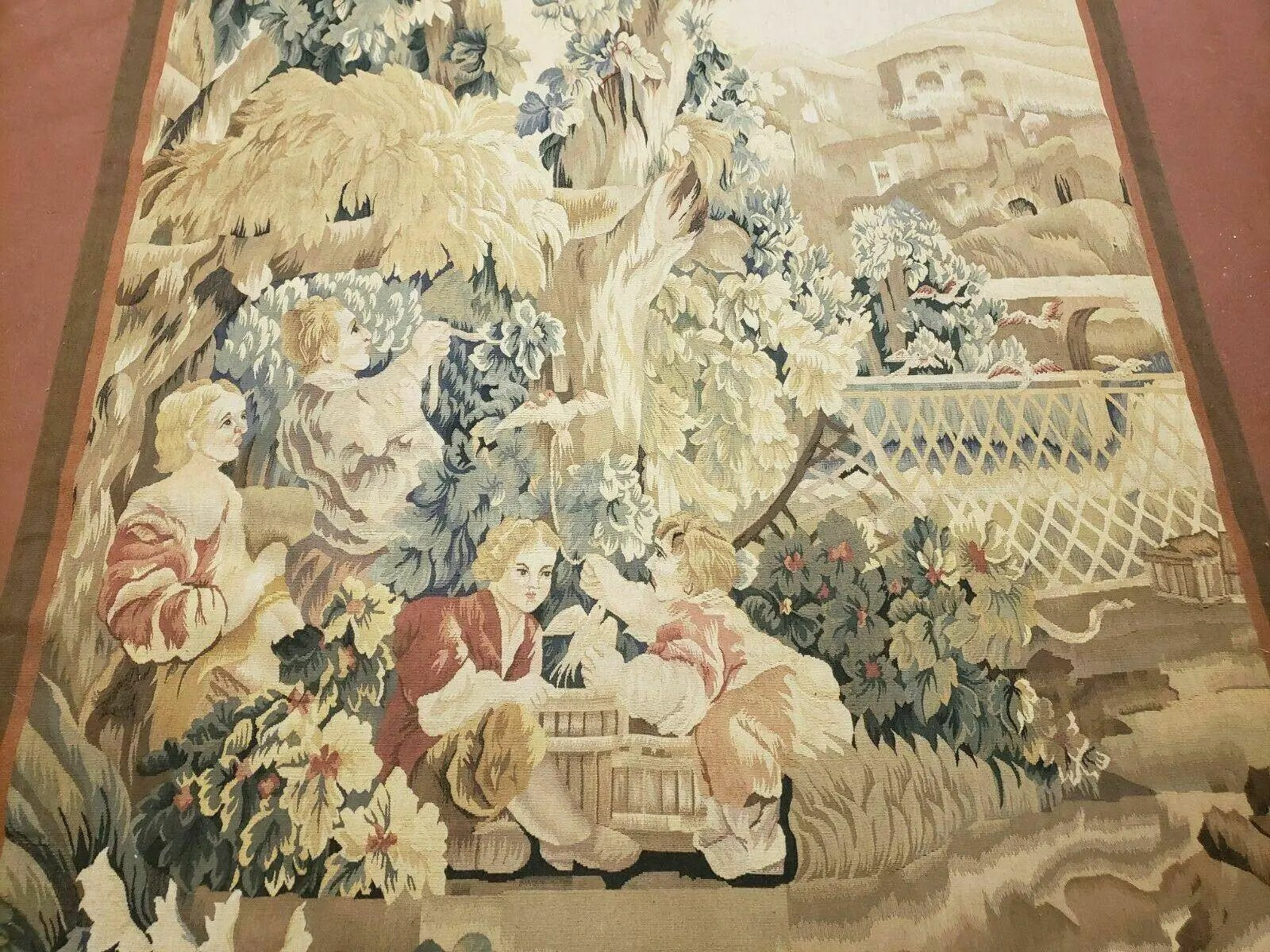 4' X 6' Tapestry French Design Handmade Aubusson Weave Nature One Of A Kind by Jewel Rugs