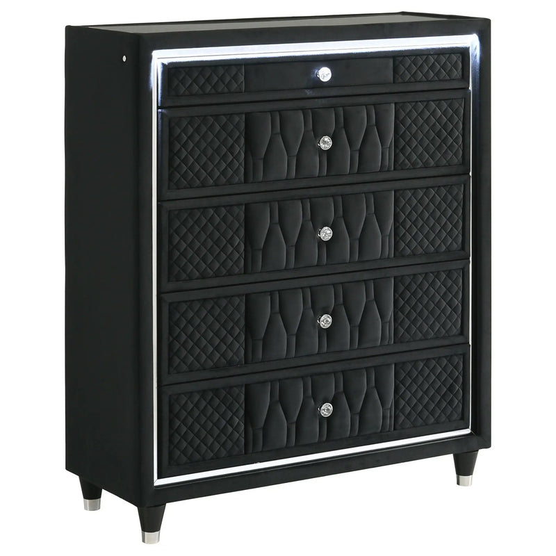 Lorient 5-drawer LED Chest of Drawers Black by Unique Piece Furniture