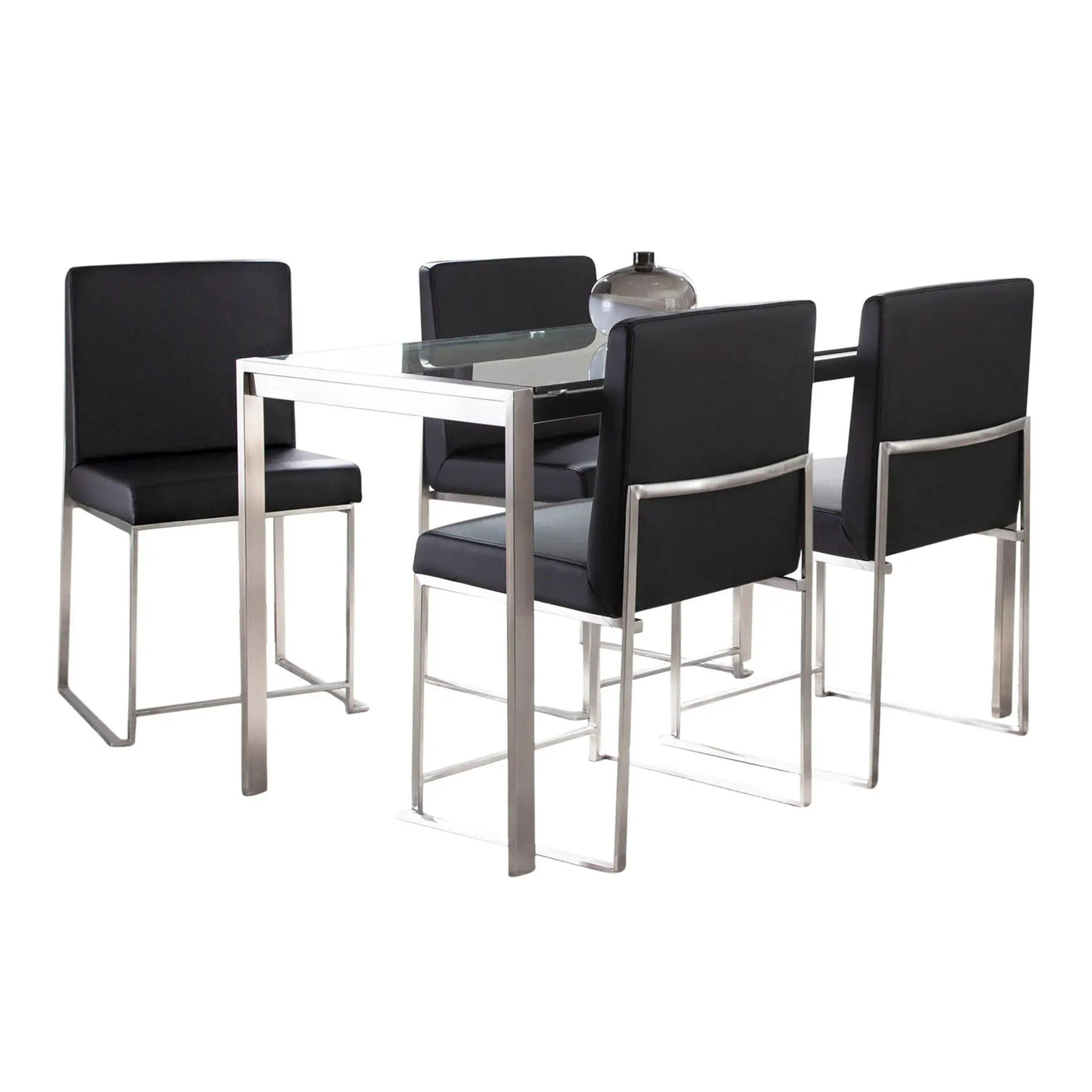 Fuji - High Back Contemporary Dining Set, Glass 5 Piece by HouseOfZazla