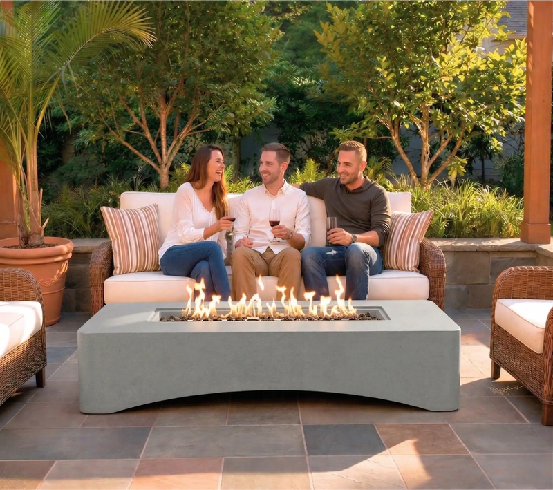 56' Propane Fire Pit Table - Rectangular Outdoor Gas Fire Pit by HouseOfZazla