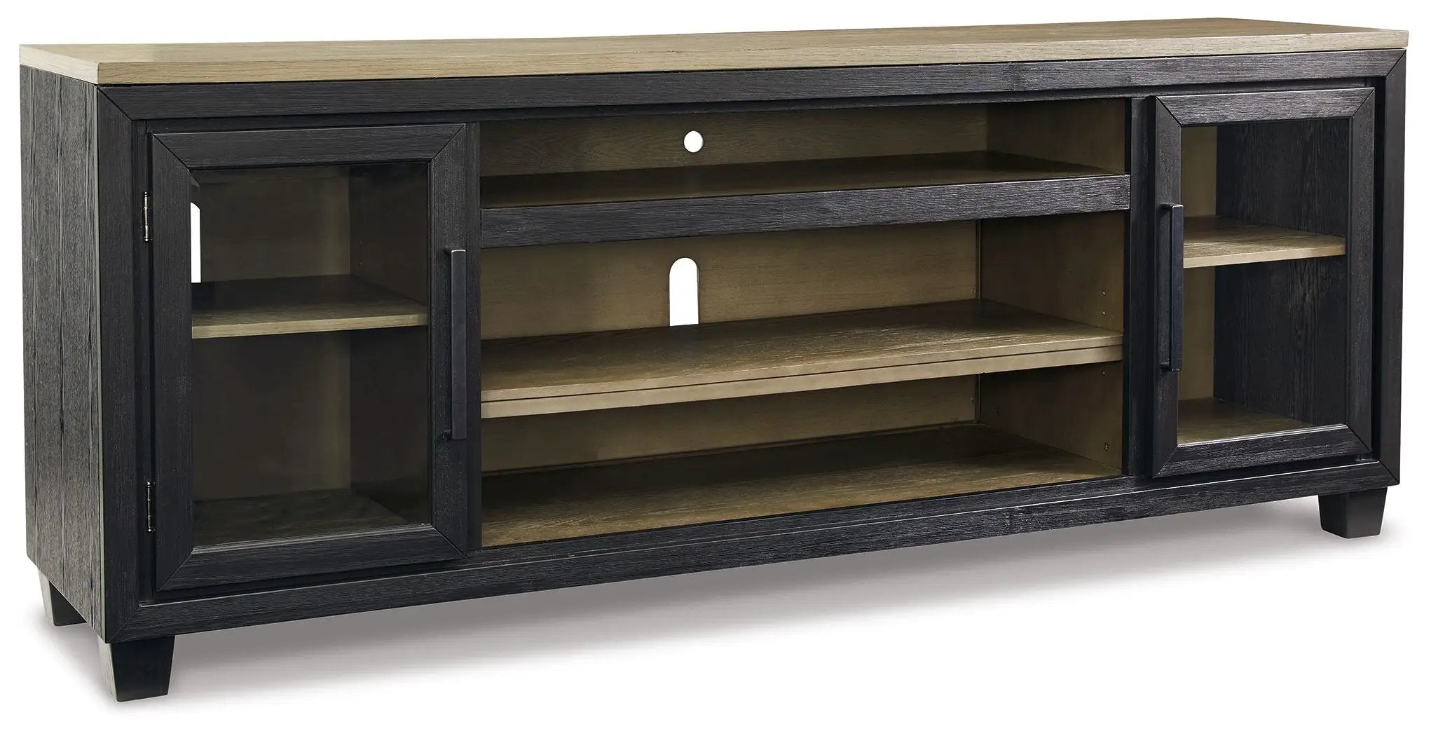 Foyland - XL TV Stand w/Fireplace Option - Black / Brown by Unique Piece Furniture