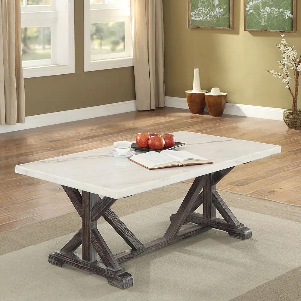Romina - Coffee Table - White Marble Top & Weathered Espresso by Unique Piece Furniture