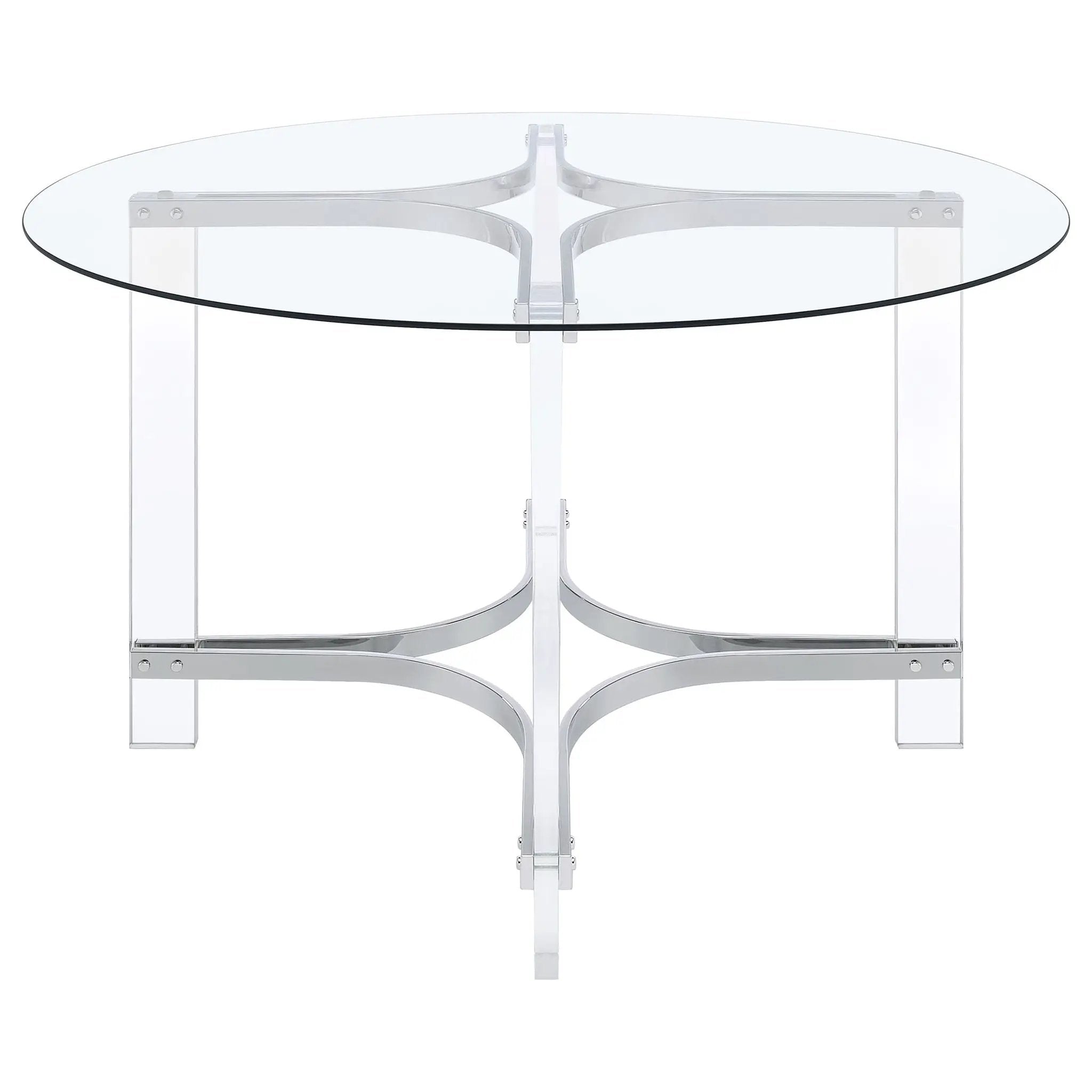 Keeling 5-piece Round Glass Top Acrylic Dining Set Chrome by Unique Piece Furniture