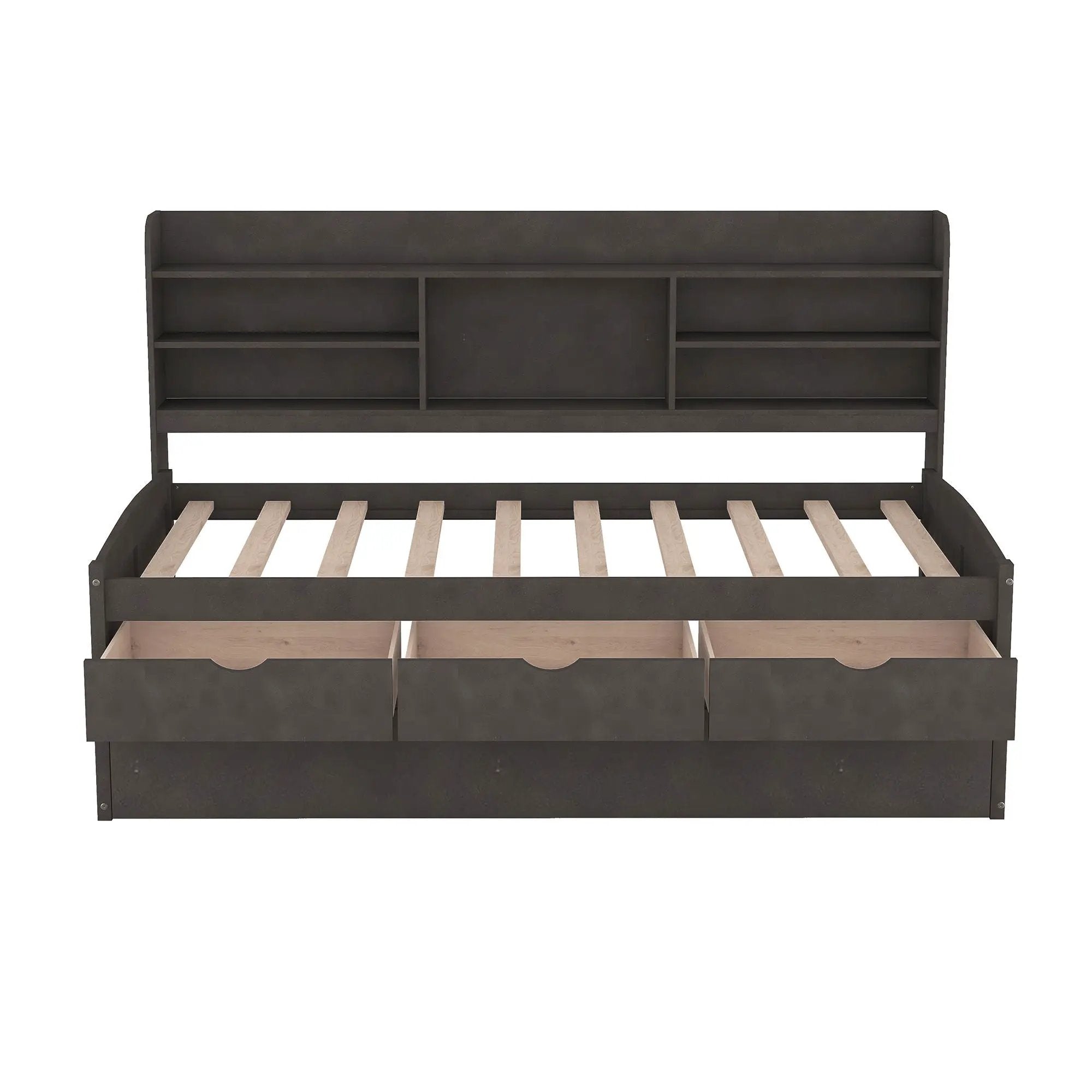 Captain Bed With Built In Bookshelves, 3 Storage Drawers, And Trundle by HouseOfZazla