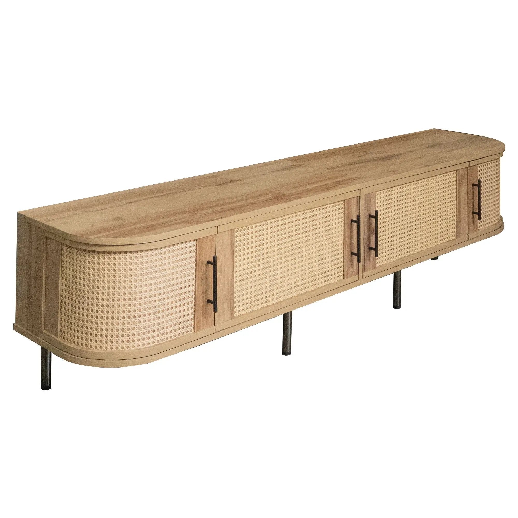 70" TV Stand With Doors, Construction For TVs Up To 80" - Natural Wood by HouseOfZazla