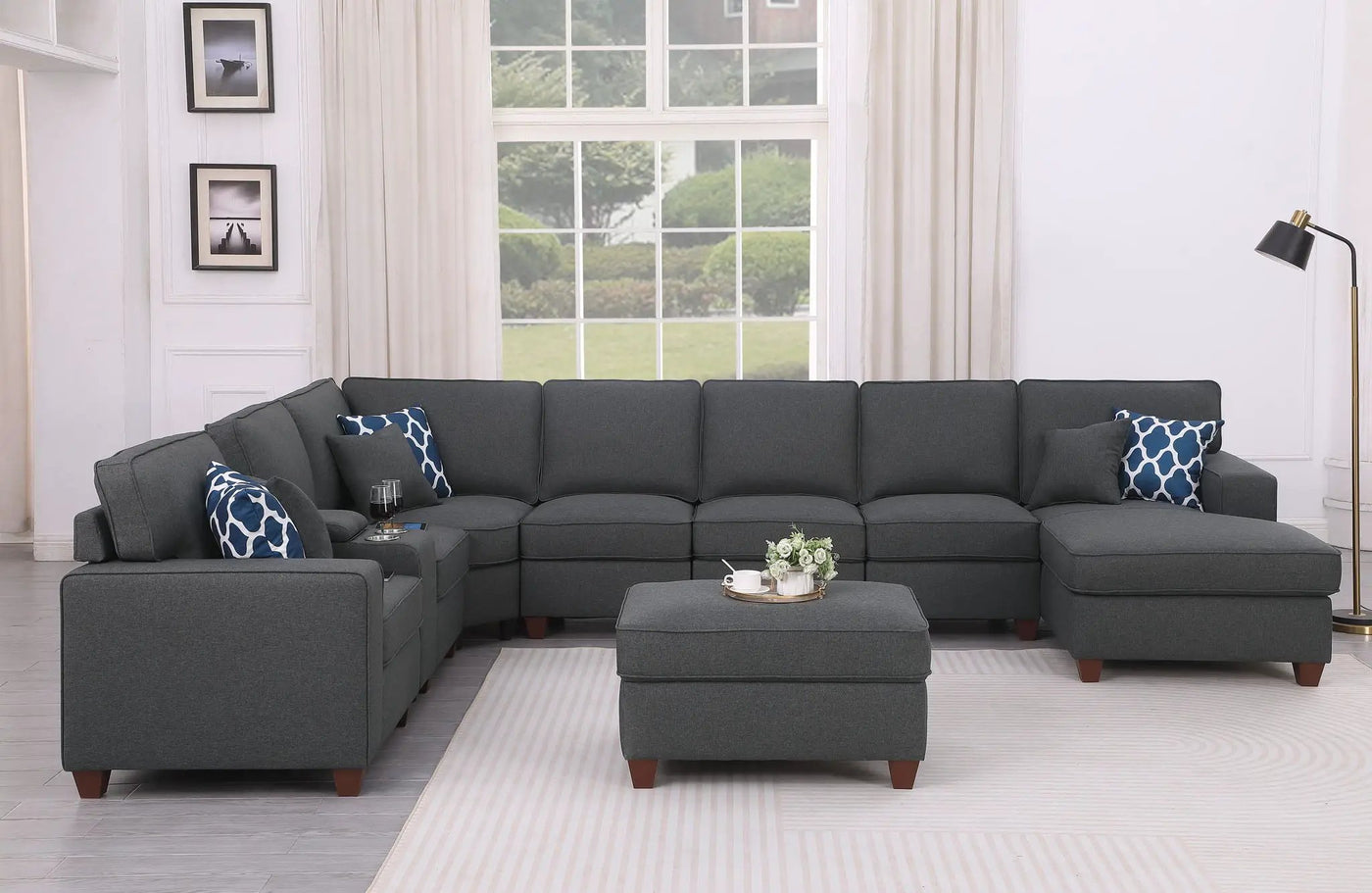 Eric - 9 Piece Upholstered Sectional With Ottoman by Unique Piece Furniture