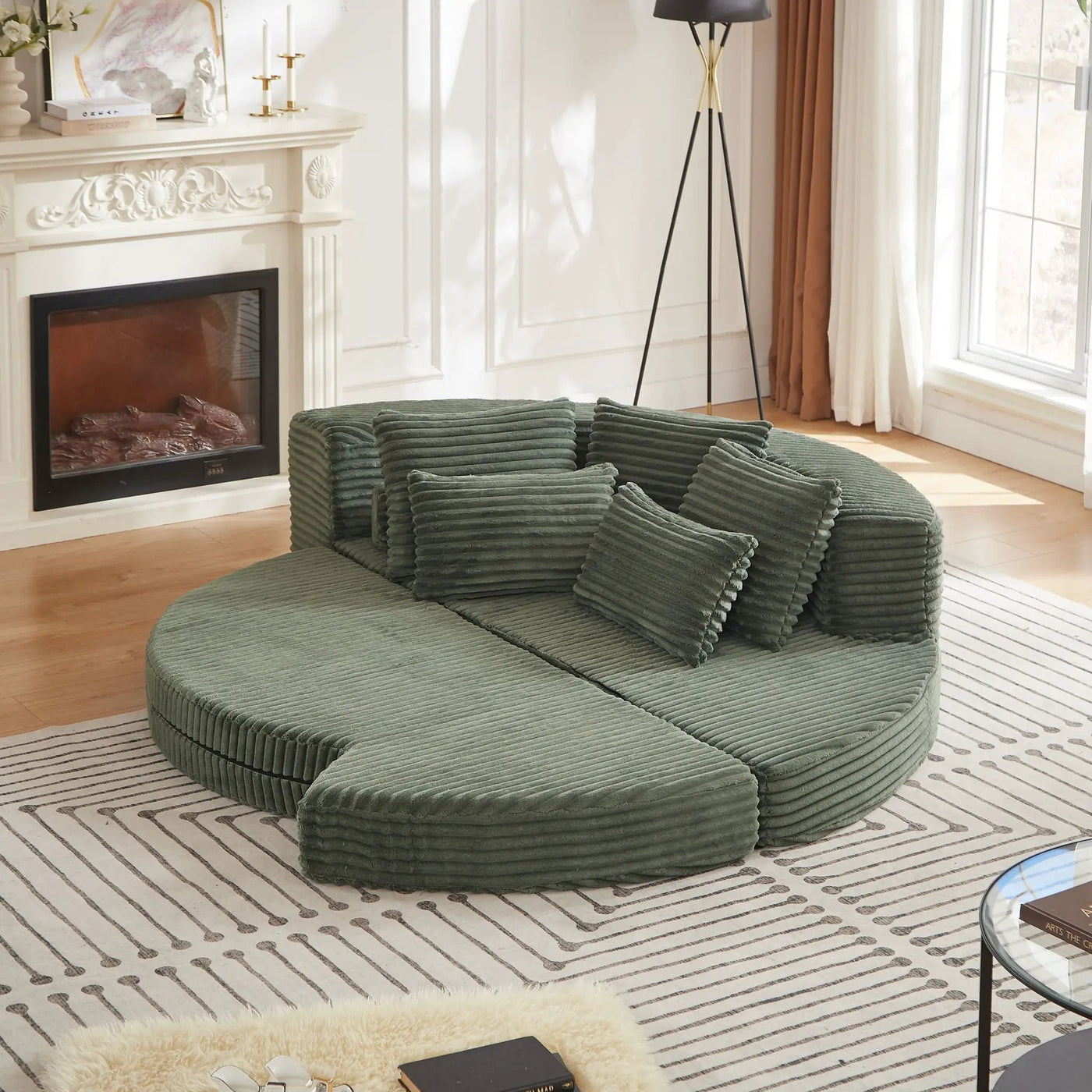 Semi Circular 2 In 1 Sofa Bed With Neck Pillow by HouseOfZazla