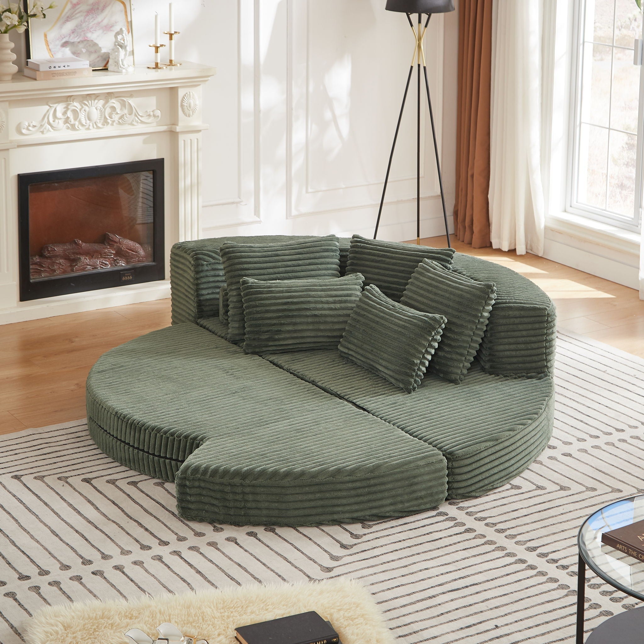 Semi Circular 2 In 1 Sofa Bed With Neck Pillow by HouseOfZazla