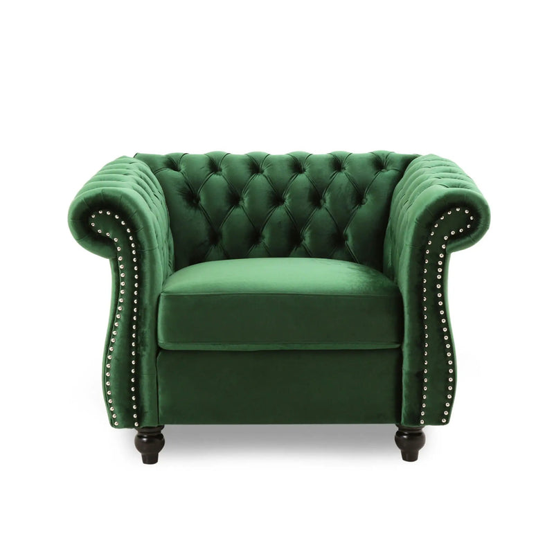 Nexuson Upholstered Chesterfield Chair With Deep Tufted And Nailhead Trim by HouseOfZazla