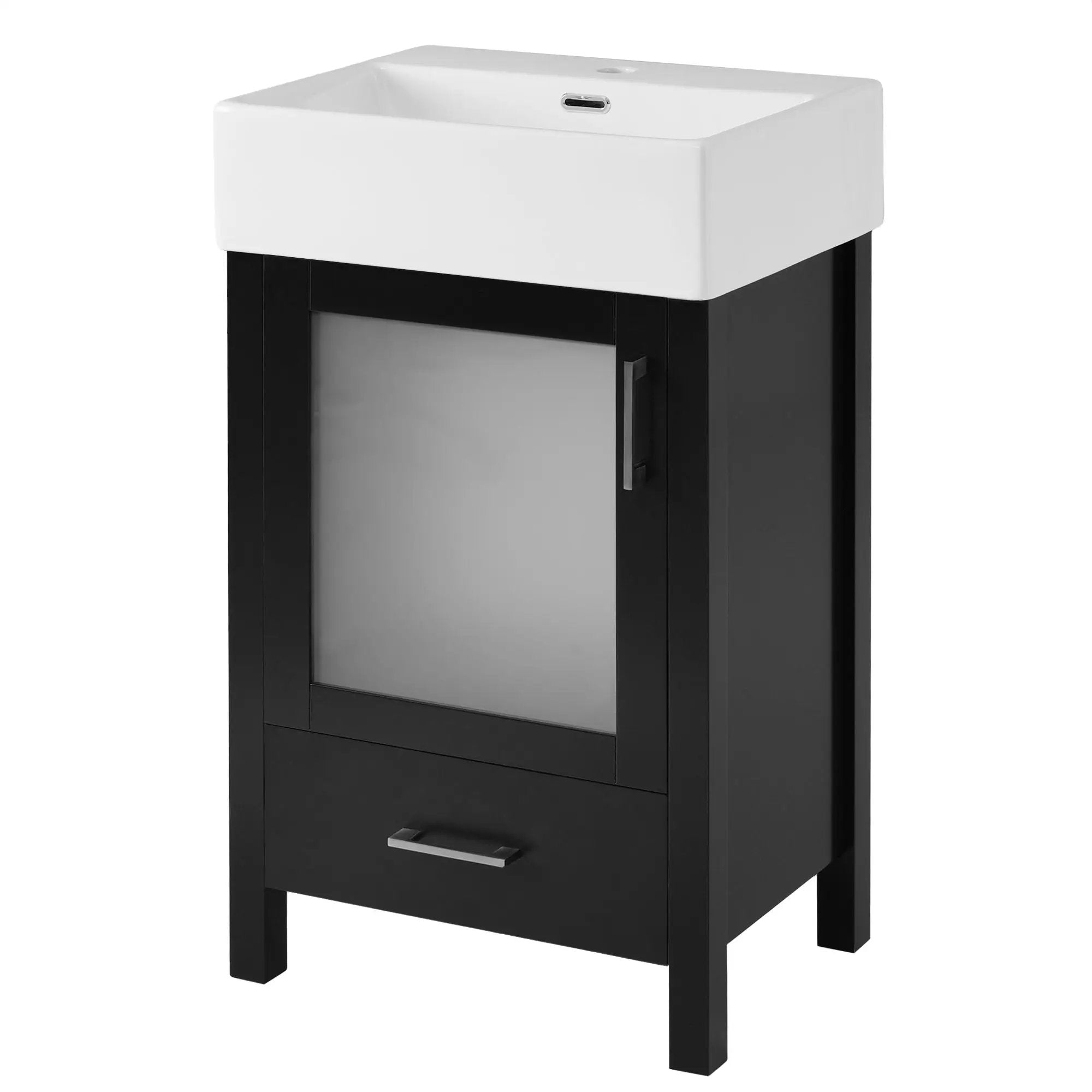Bathroom Vanity With Ceramic Sink And Ample Storage, Ideal For Small Bathrooms by HouseOfZazla