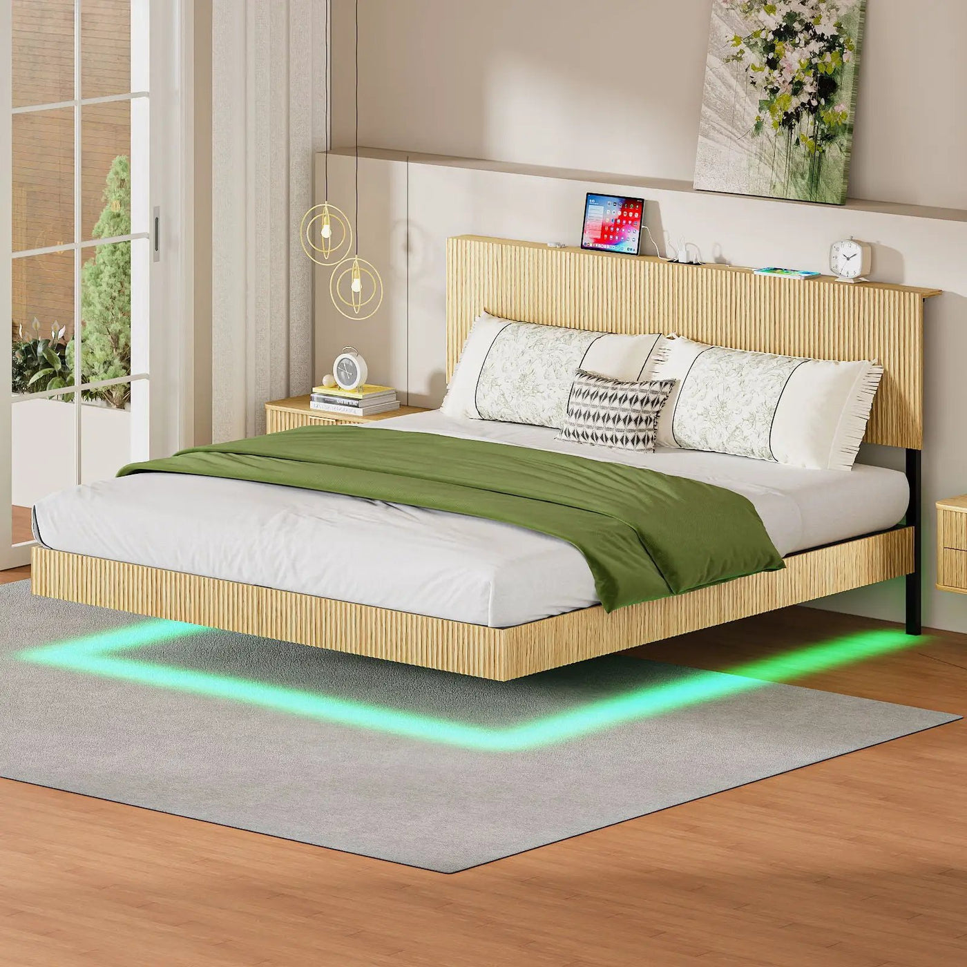 Floating Bedstead With Charging Station And LED Lights by Unique Piece Furniture