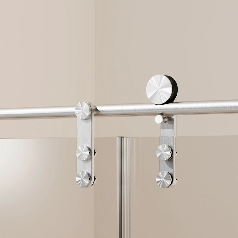 Frameless Single Sliding Shower Doors With Towel Rail & Handle by HouseOfZazla