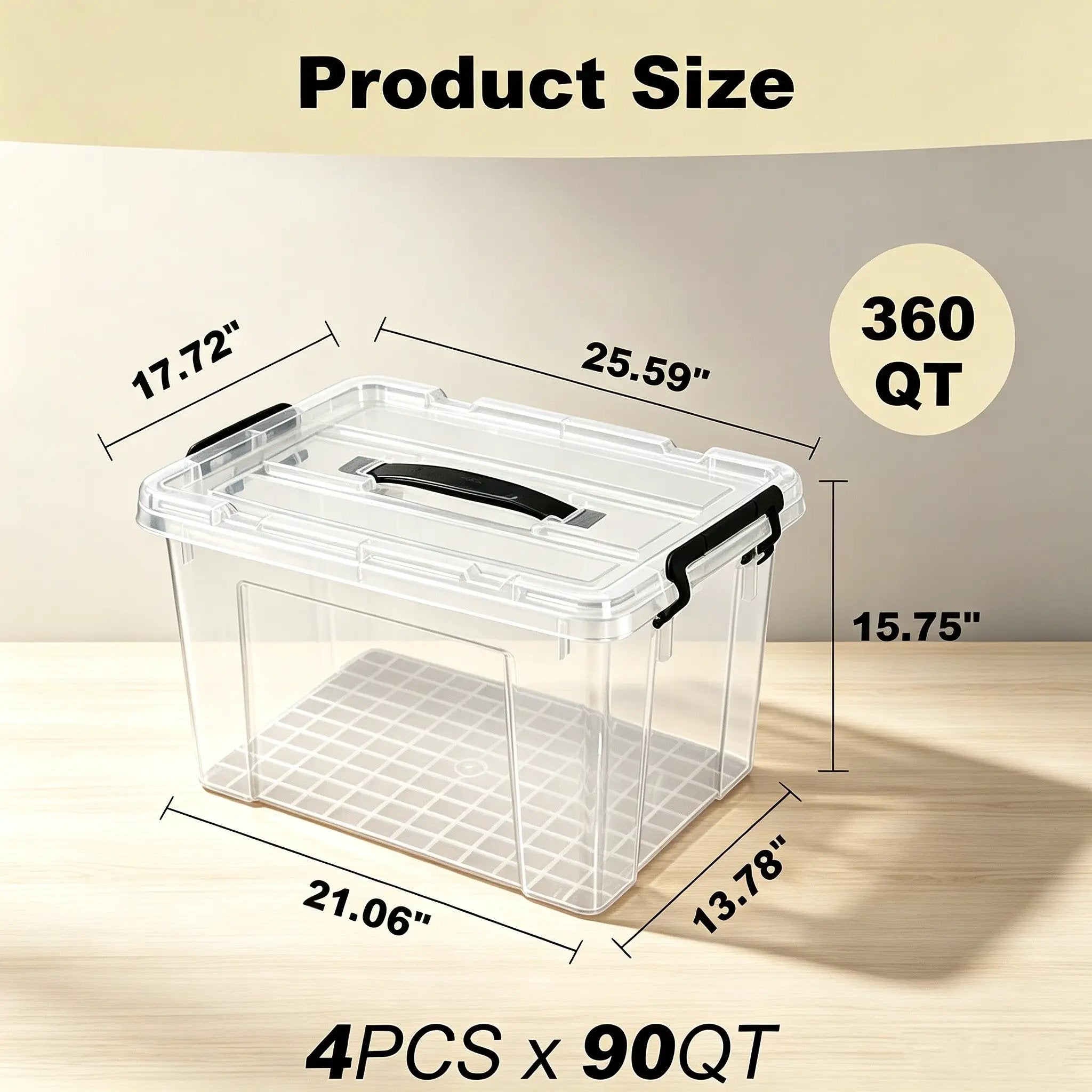 4 Pack 90 QT Plastic Storage Bins with Lids by HouseOfZazla